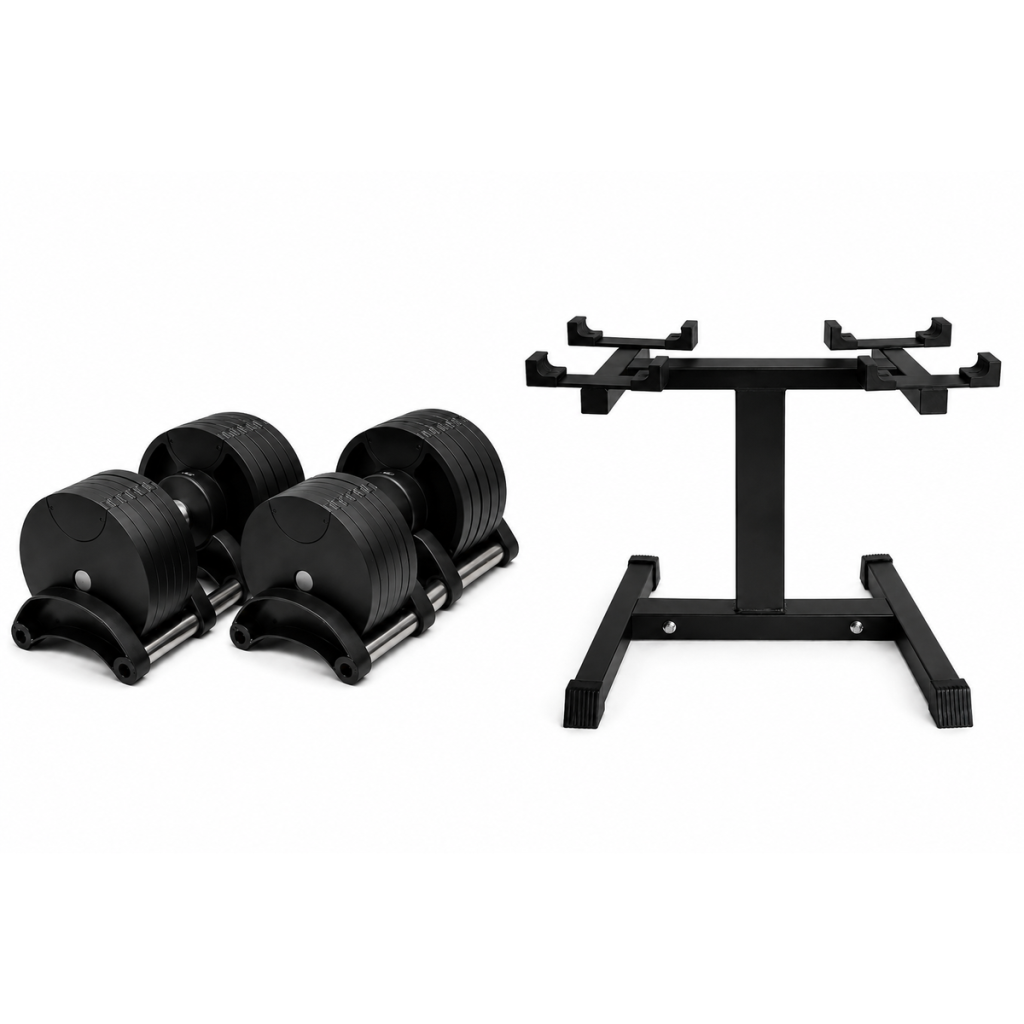 Mancuernas ajustables 20 kg con rack HARDEN